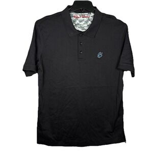NWOT Robert Graham Men's Large  Archie Polo Shirt Skull Logo Black